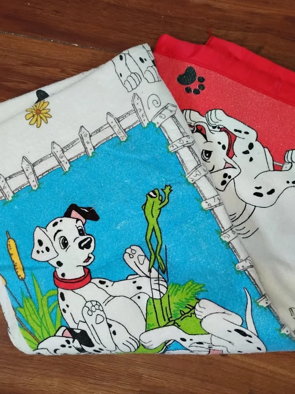 Vintage 90s 101 Dalmatians Pond Scene Fleece Blanket Throw